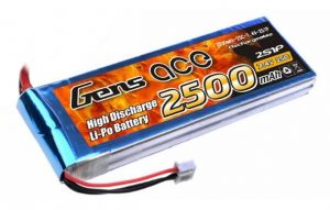 Gens ace 2500mAh 7.4V 25C 2S1P Lipo Battery Pack - DEANS